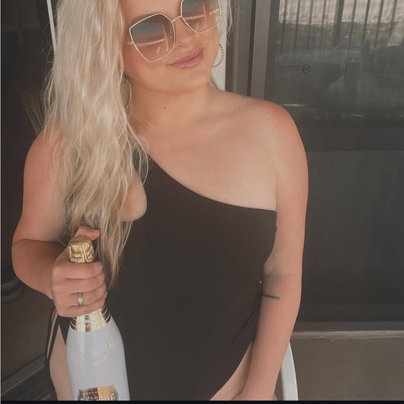 Black One Shoulder Swim Suit - Picture 2 of 2